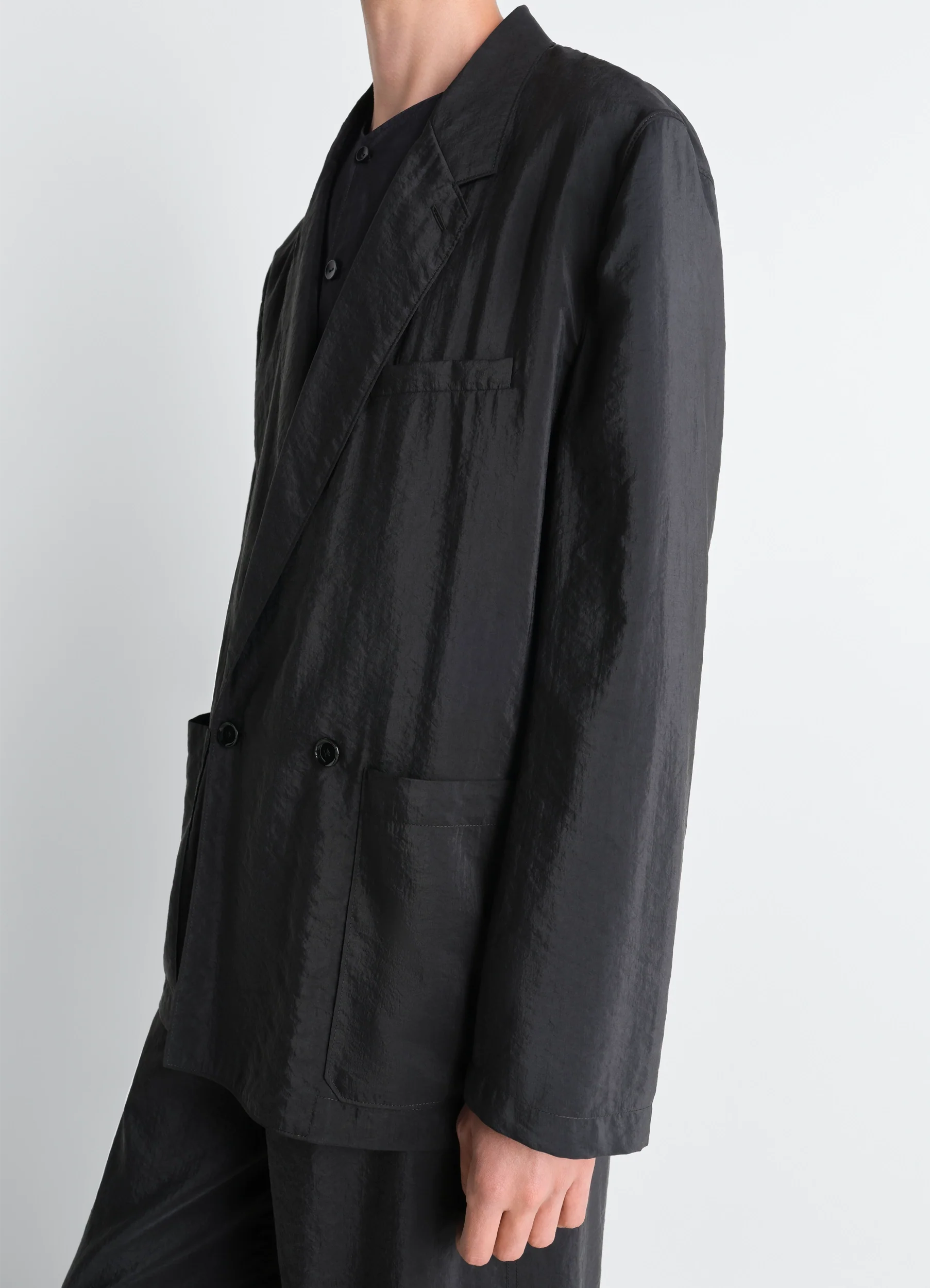 SOFT DOUBLE BREASTED JACKET IN DRY SILK - Image 3