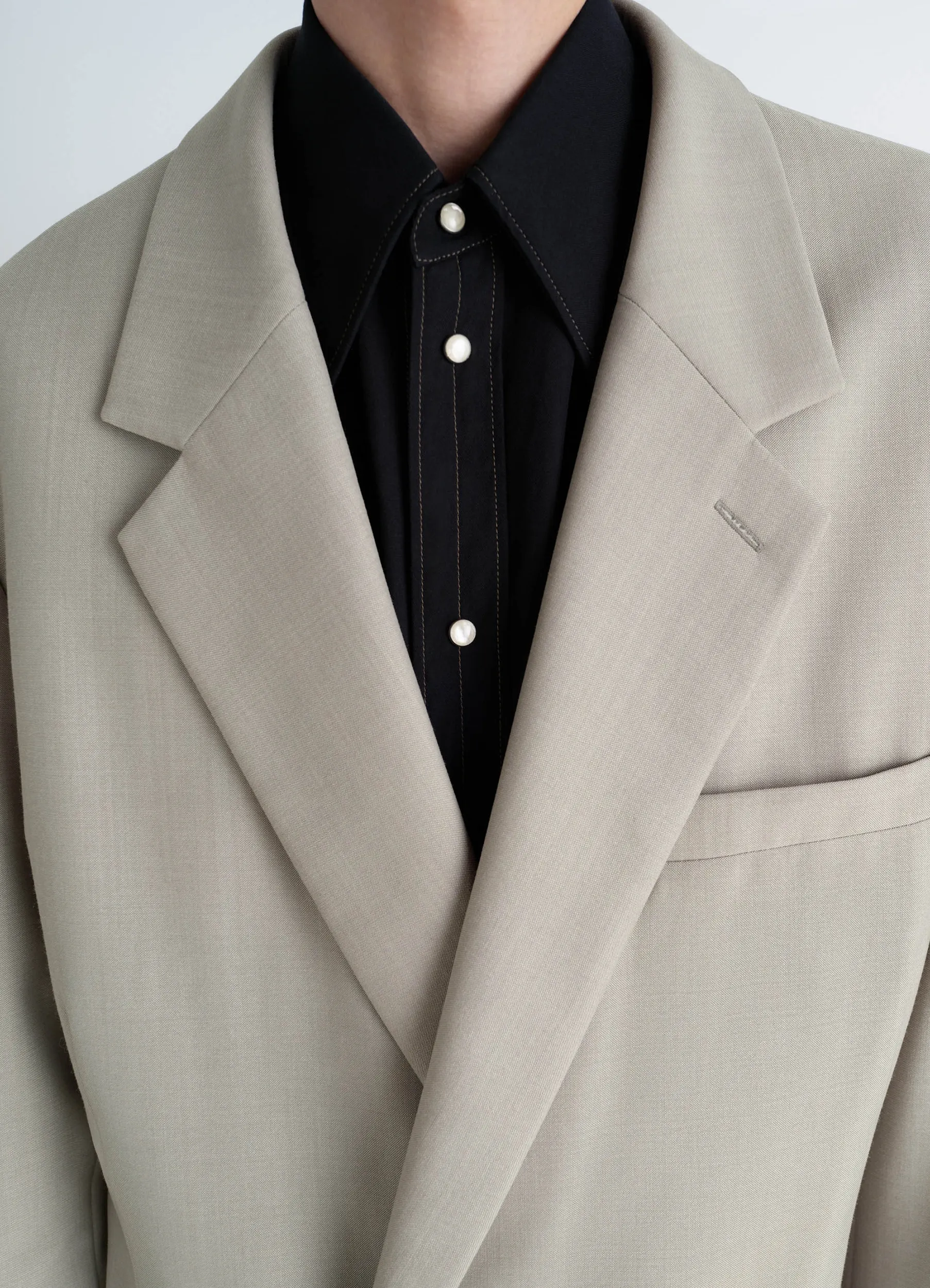 SOFT DOUBLE BREASTED JACKET IN POLYWOOL - Image 4
