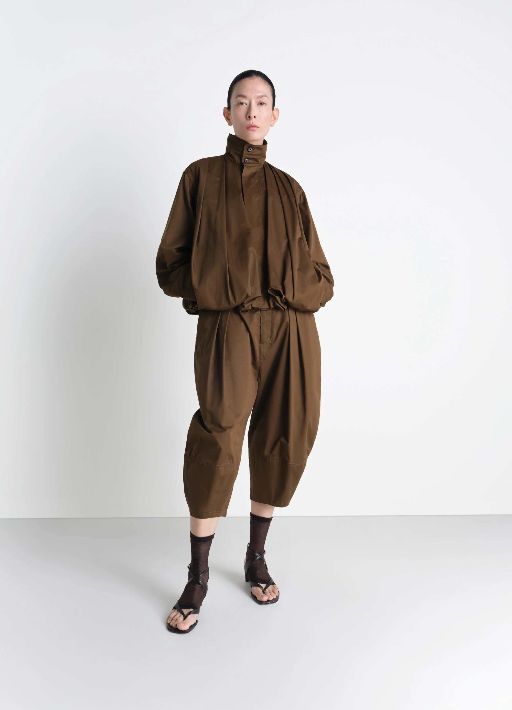 SOFT PLEATED BLOUSON IN COTTON SATIN - Image 2