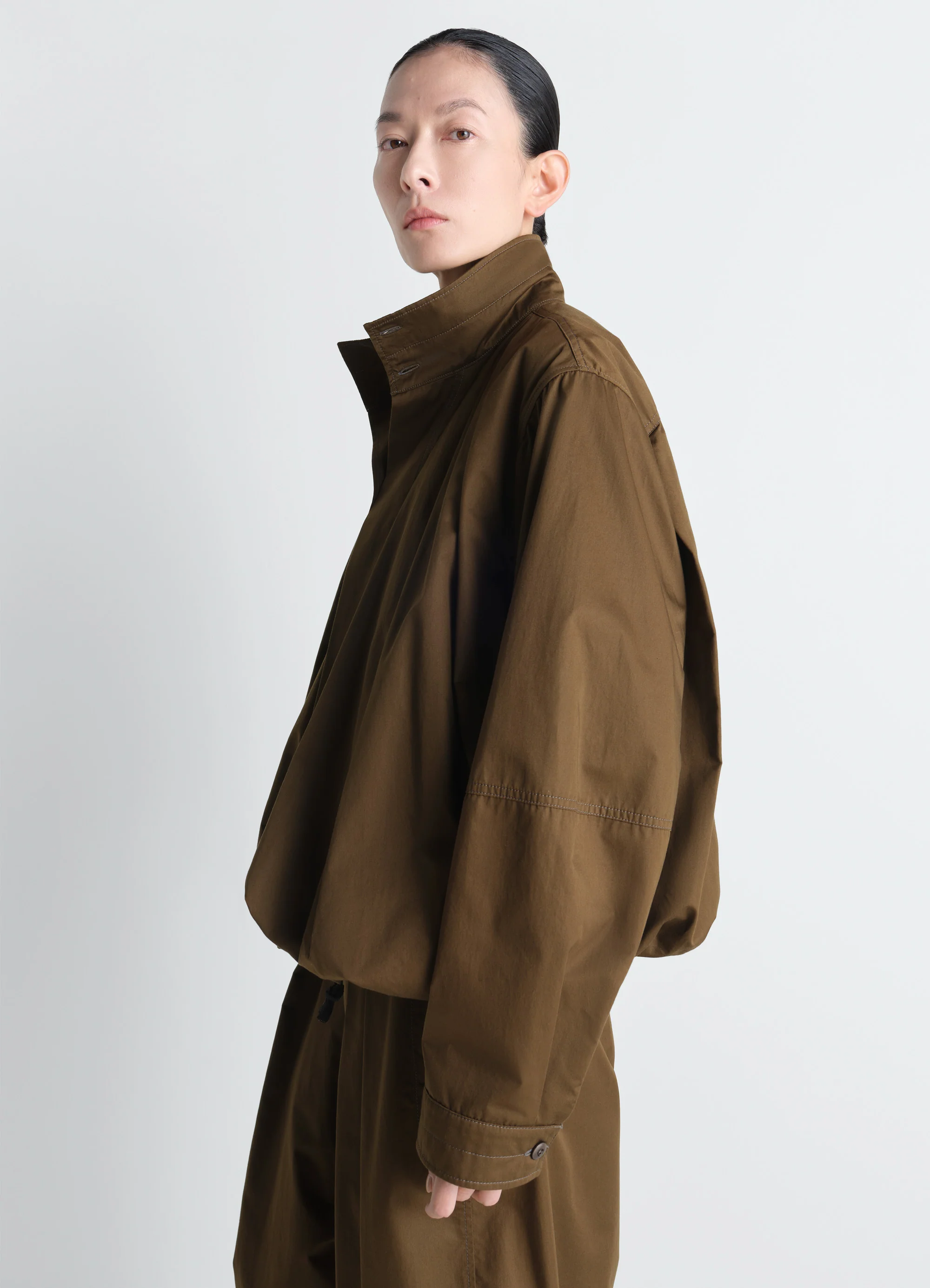 SOFT PLEATED BLOUSON IN COTTON SATIN - Image 3