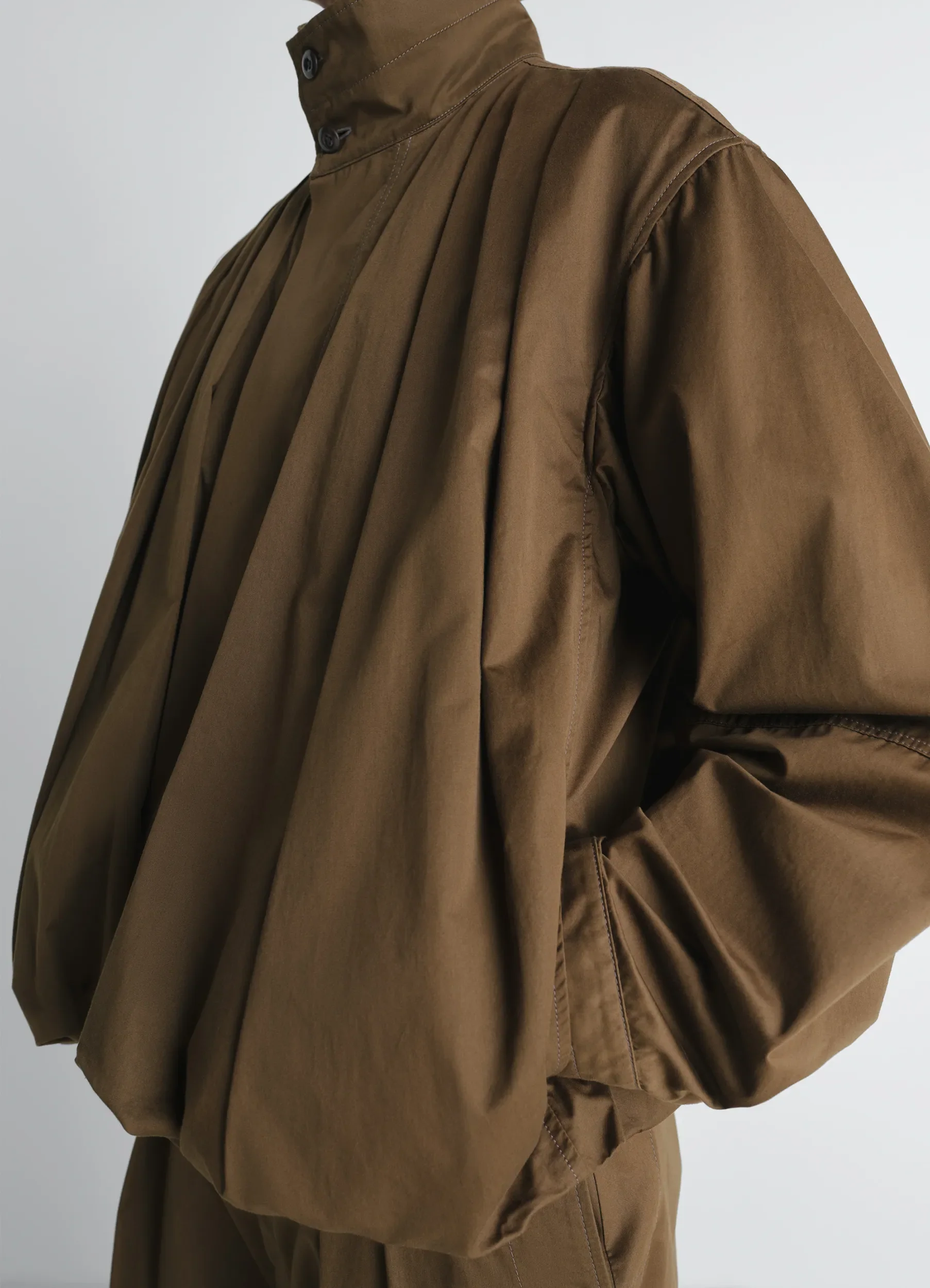 SOFT PLEATED BLOUSON IN COTTON SATIN - Image 4