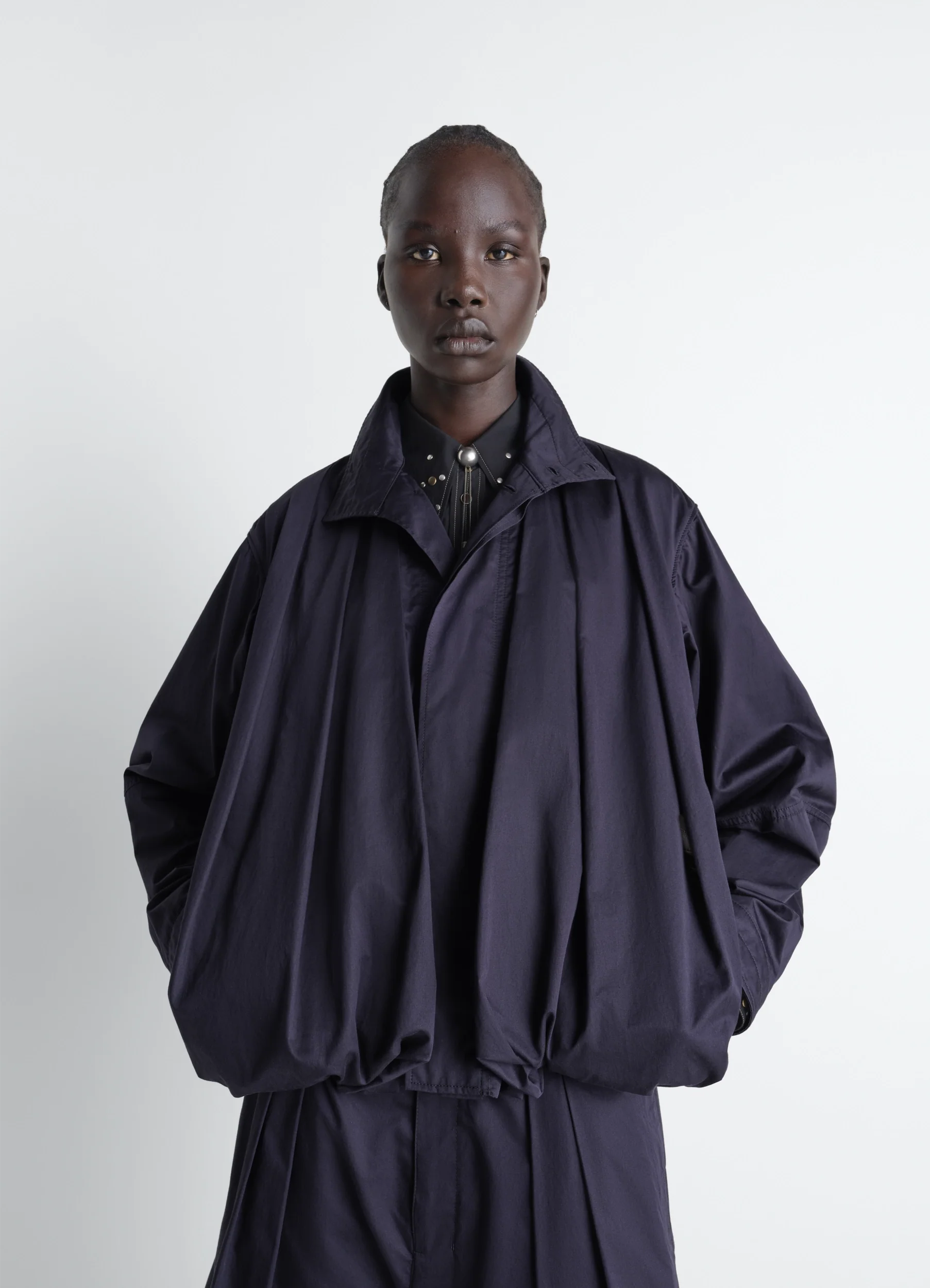 SOFT PLEATED BLOUSON IN COTTON SATIN - Image 2