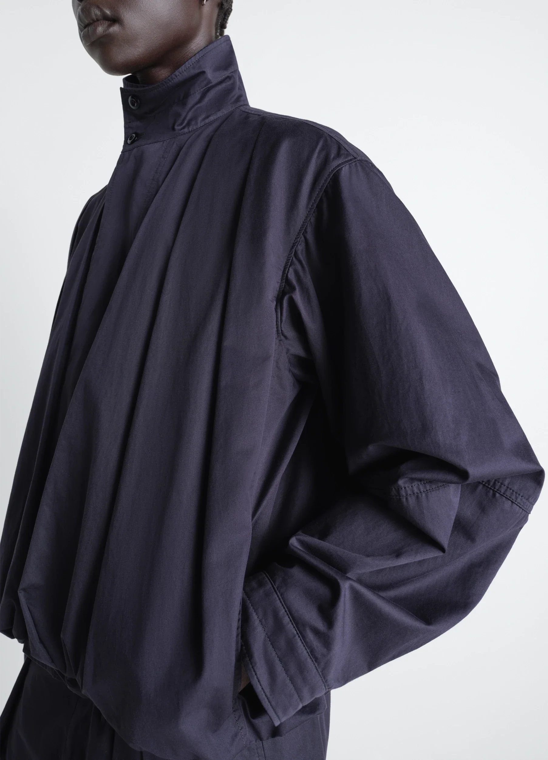 SOFT PLEATED BLOUSON IN COTTON SATIN - Image 3