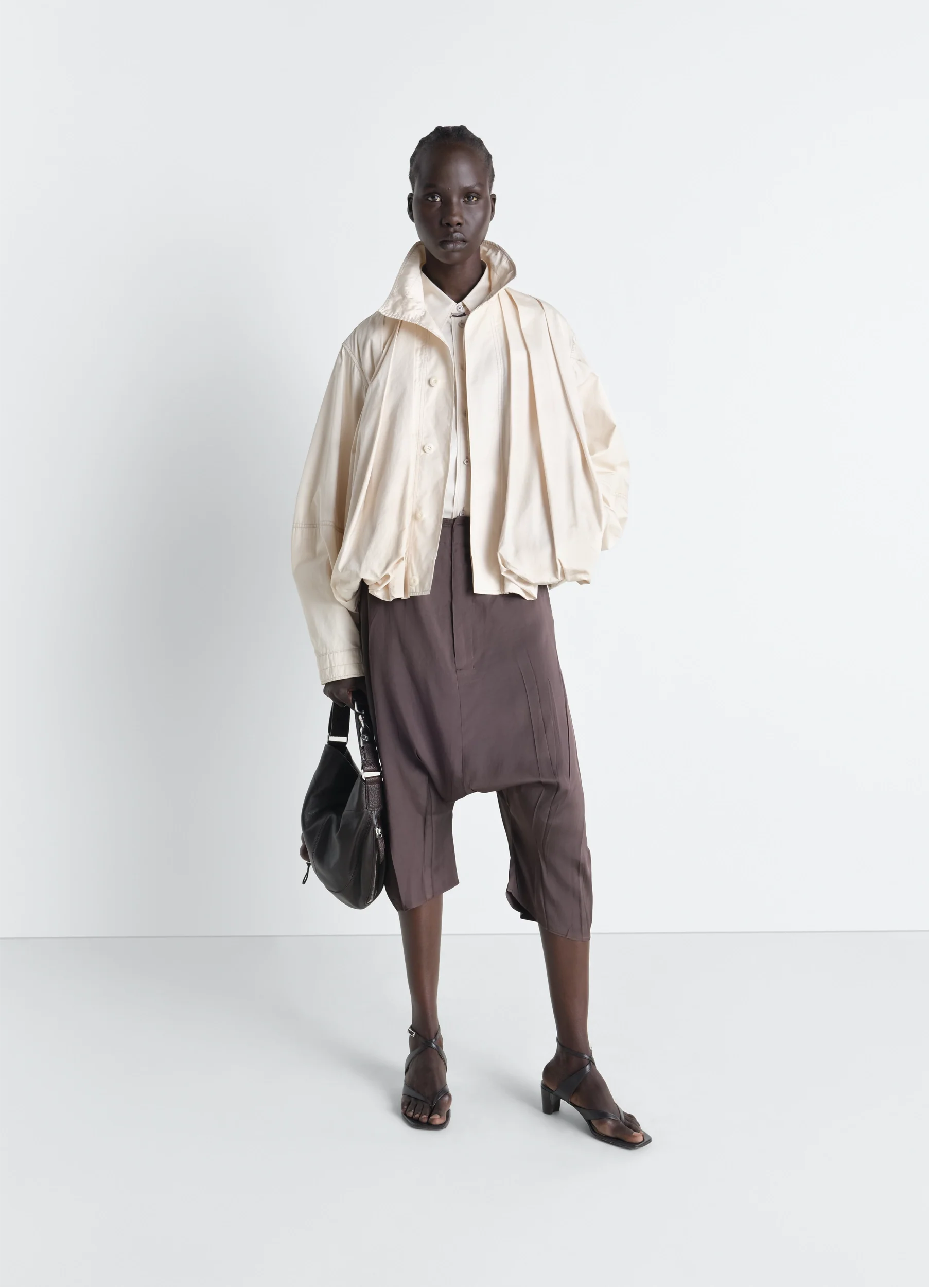 SOFT PLEATED BLOUSON IN COTTON SATIN - Image 2