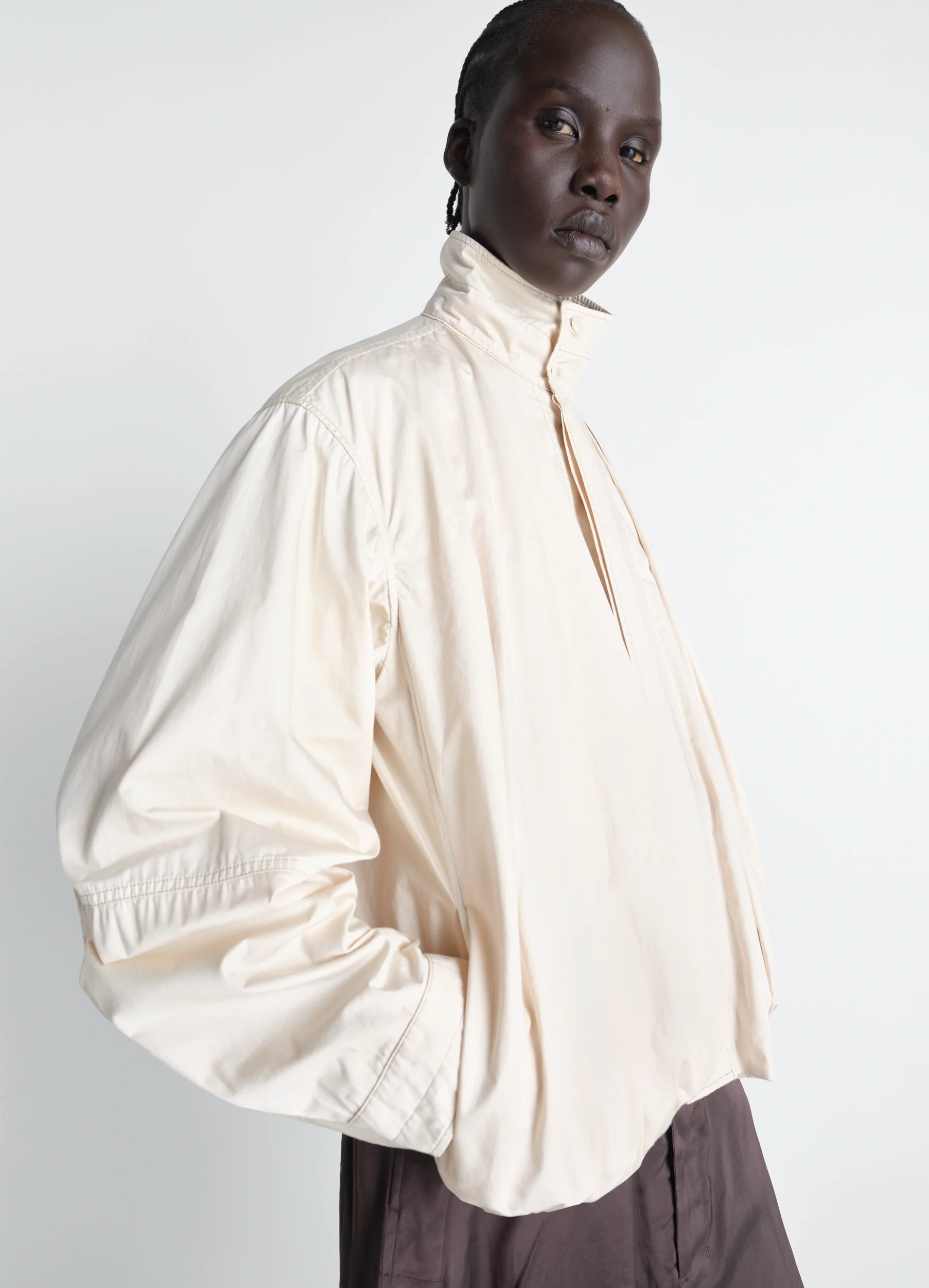 SOFT PLEATED BLOUSON IN COTTON SATIN - Image 3