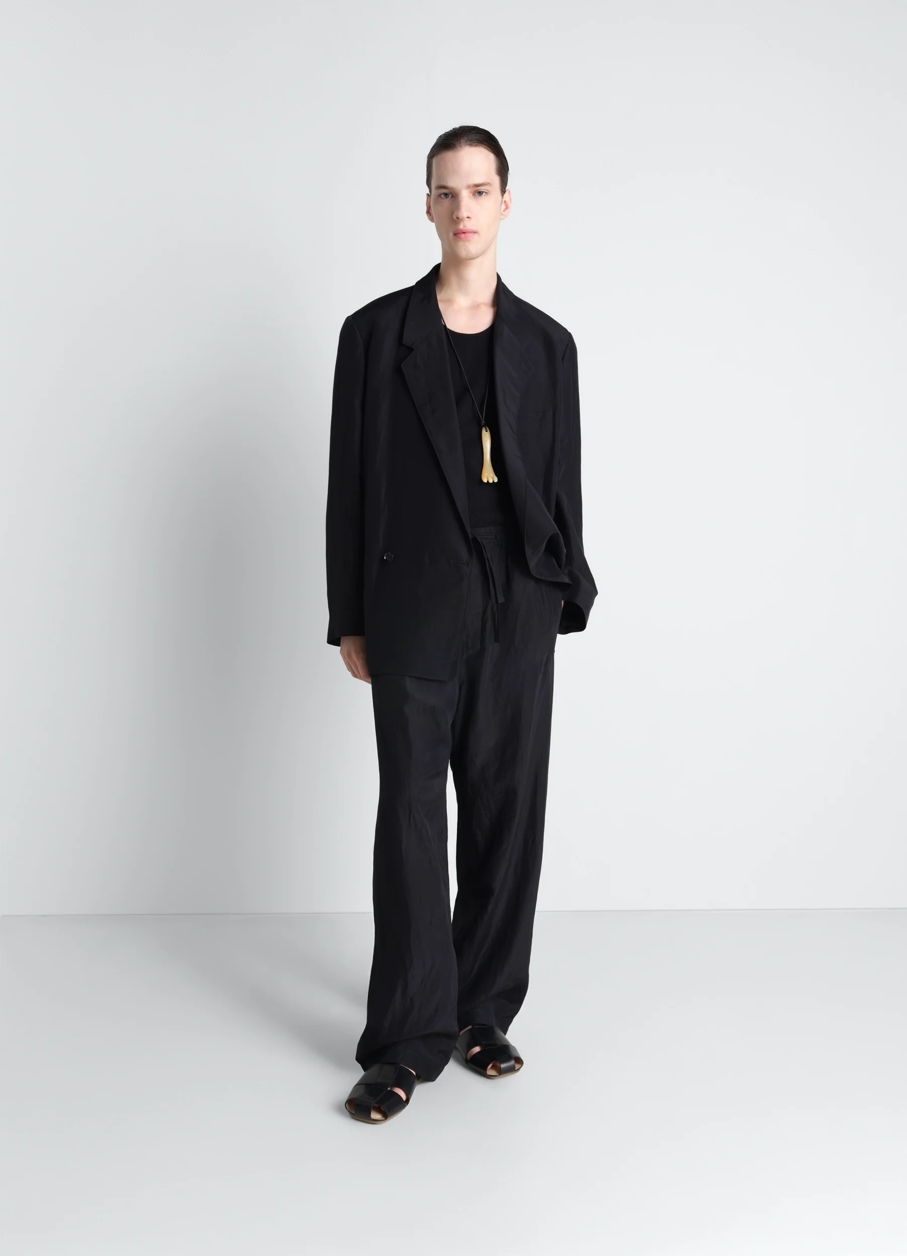 SOFT TAILORING DOUBLE BREASTED COAT IN LINEN VISCOSE - Image 2