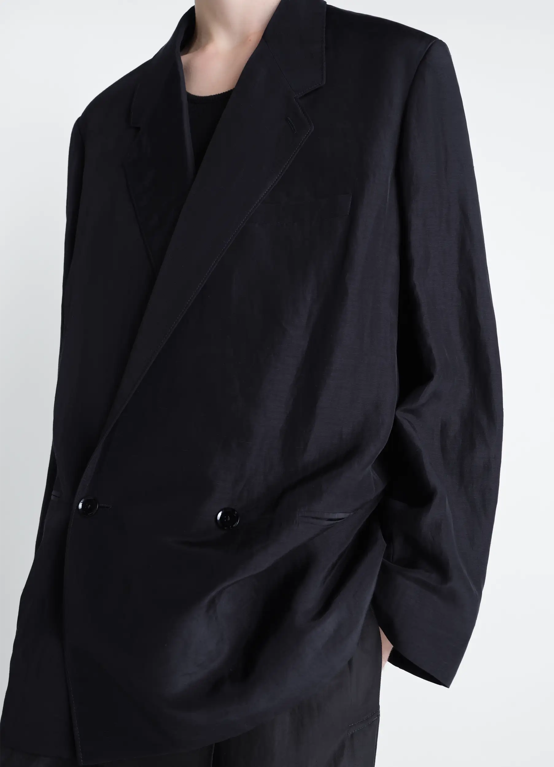 SOFT TAILORING DOUBLE BREASTED COAT IN LINEN VISCOSE - Image 3