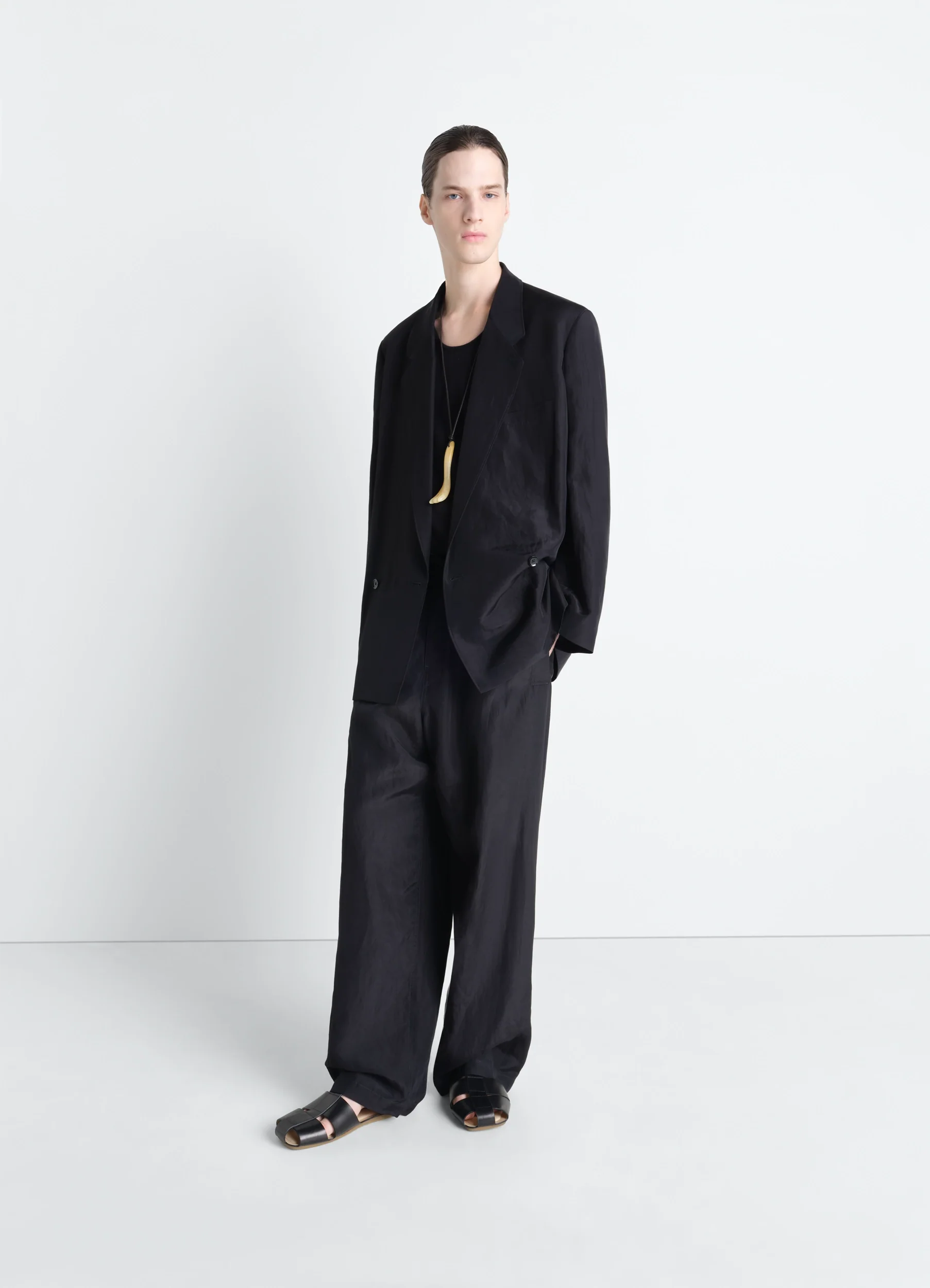 SOFT TAILORING DOUBLE BREASTED COAT IN LINEN VISCOSE - Image 4