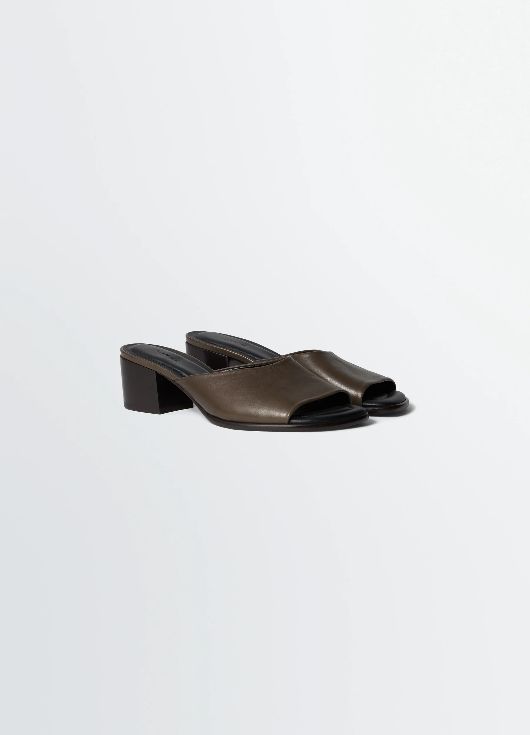 SQUARE-HEELED MULES 55 MM IN LEATHER - Image 2
