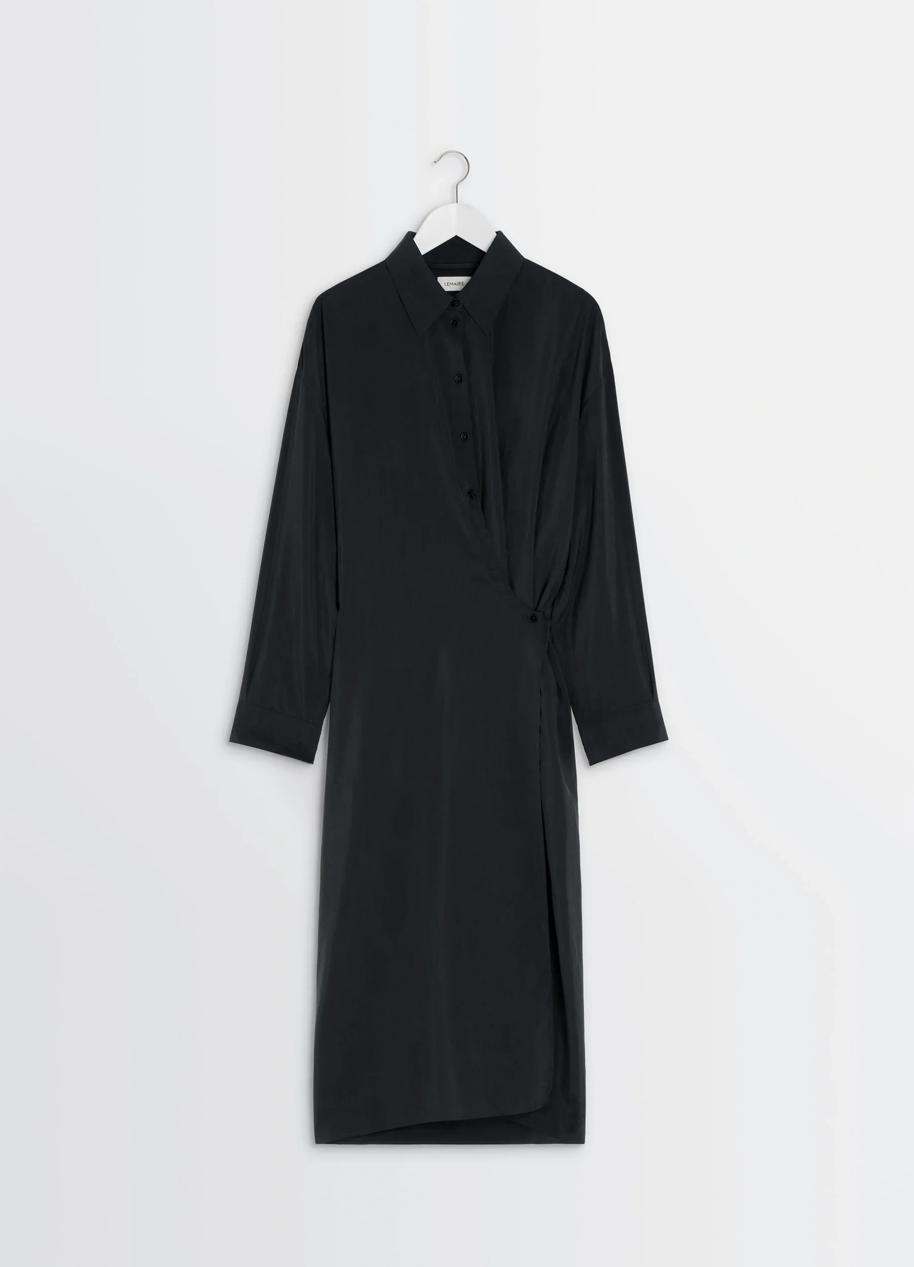 STRAIGHT COLLAR TWISTED DRESS IN DRY SILK - Image 5