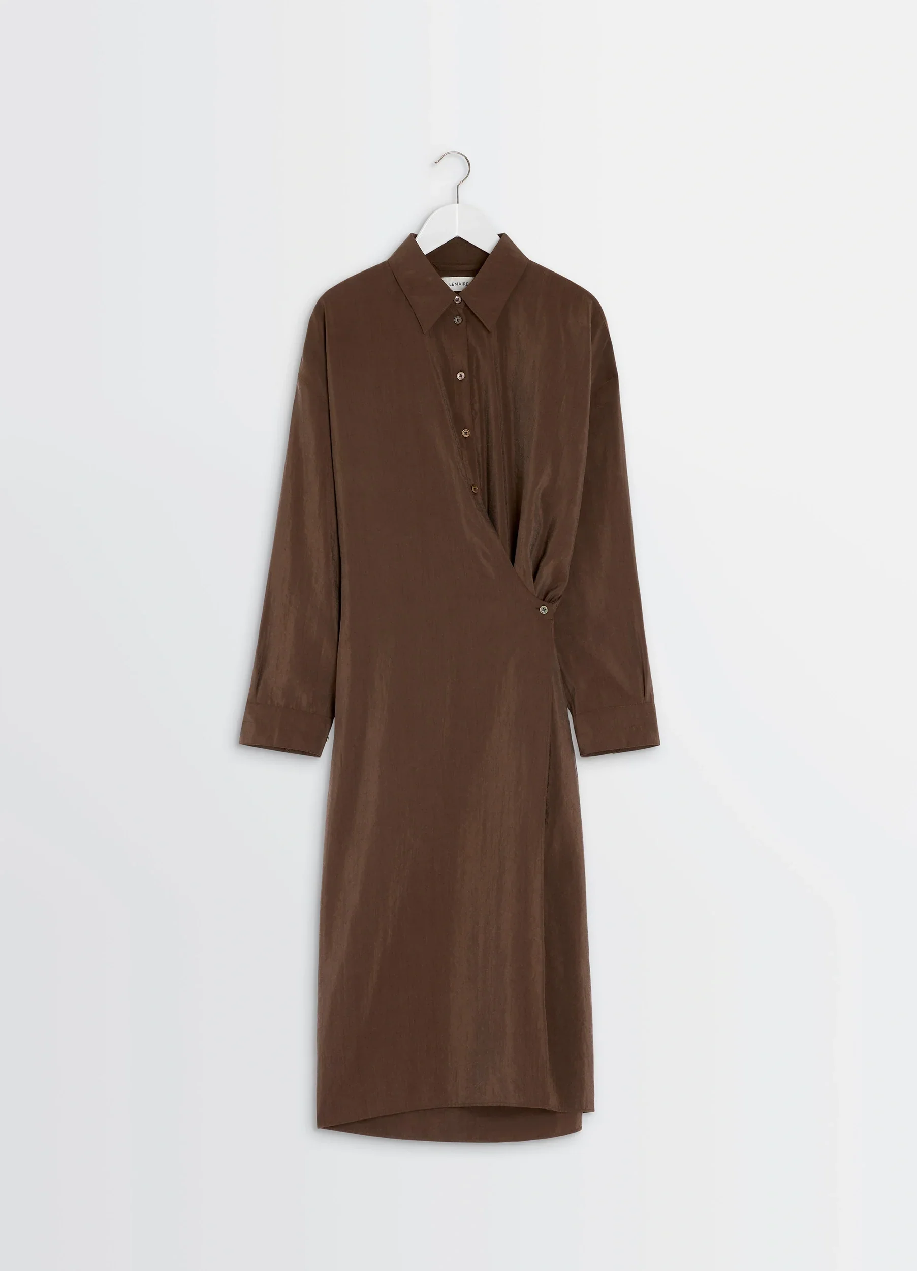 STRAIGHT COLLAR TWISTED DRESS IN DRY SILK - Image 4