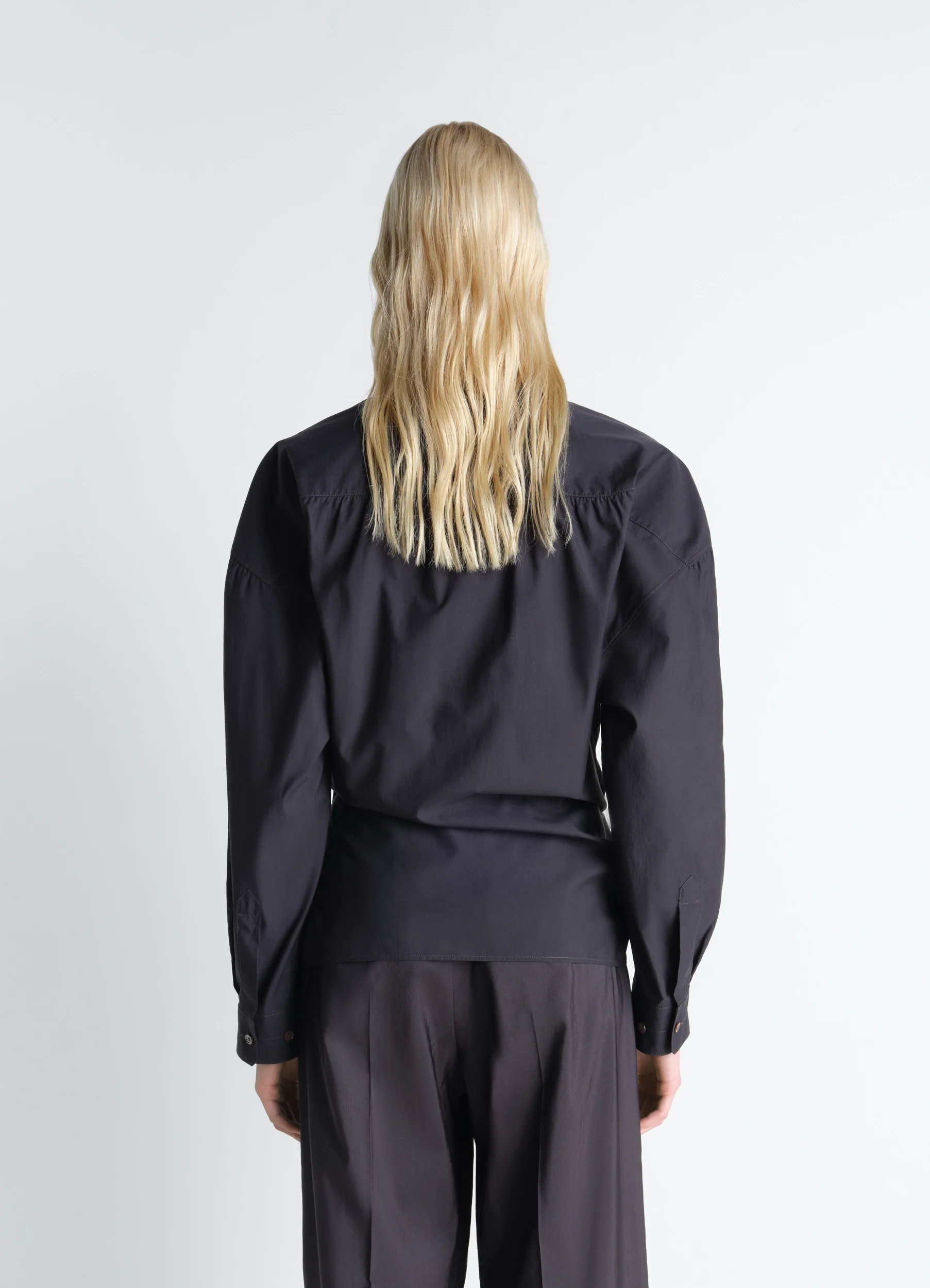 STRAIGHT COLLAR TWISTED SHIRT IN COTTON SILK - Image 5