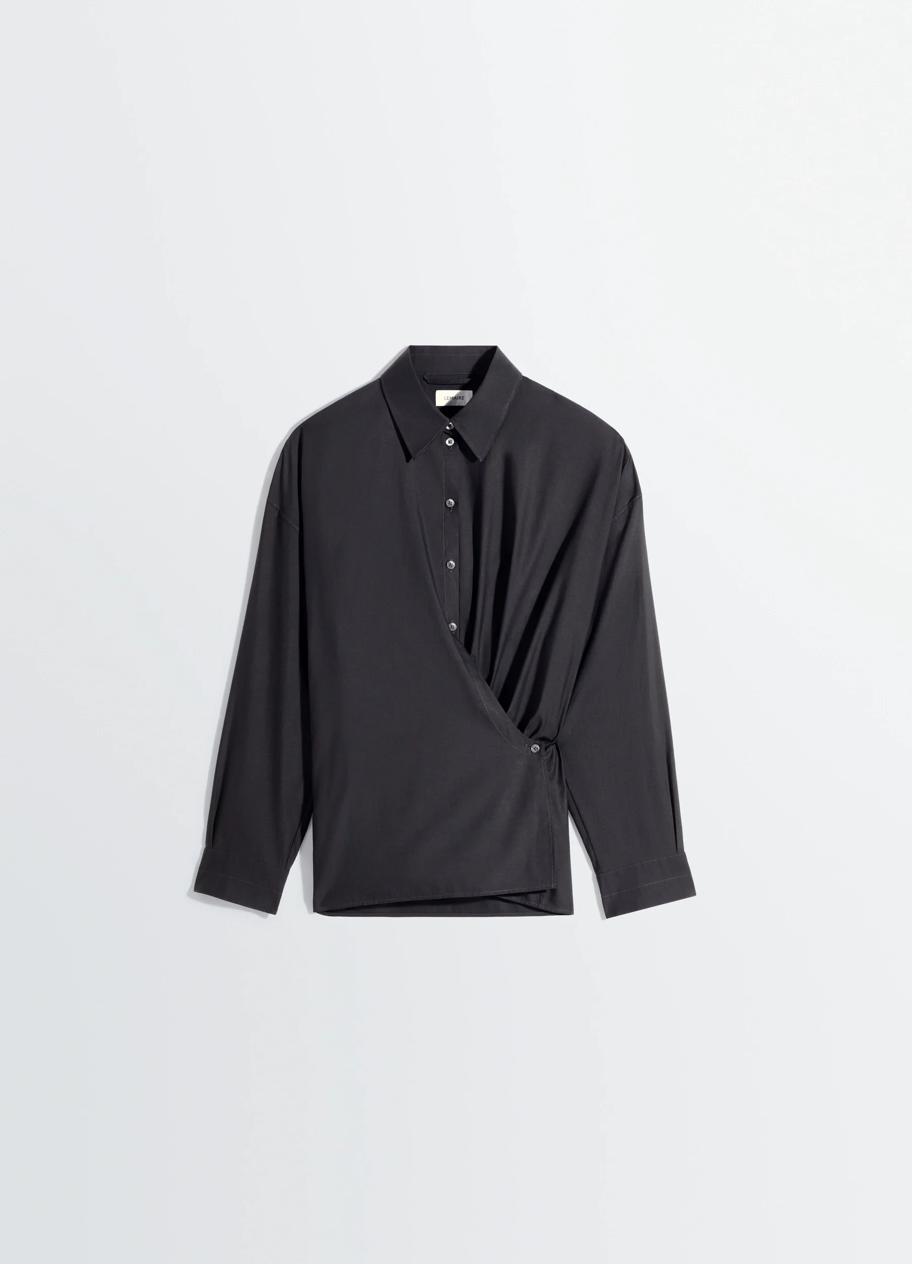 STRAIGHT COLLAR TWISTED SHIRT IN COTTON SILK - Image 6