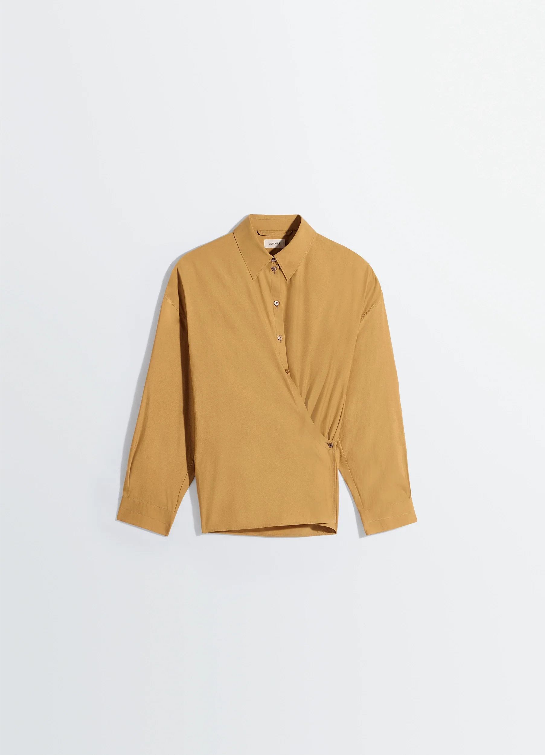 STRAIGHT COLLAR TWISTED SHIRT IN WASHED COTTON SILK - Image 6