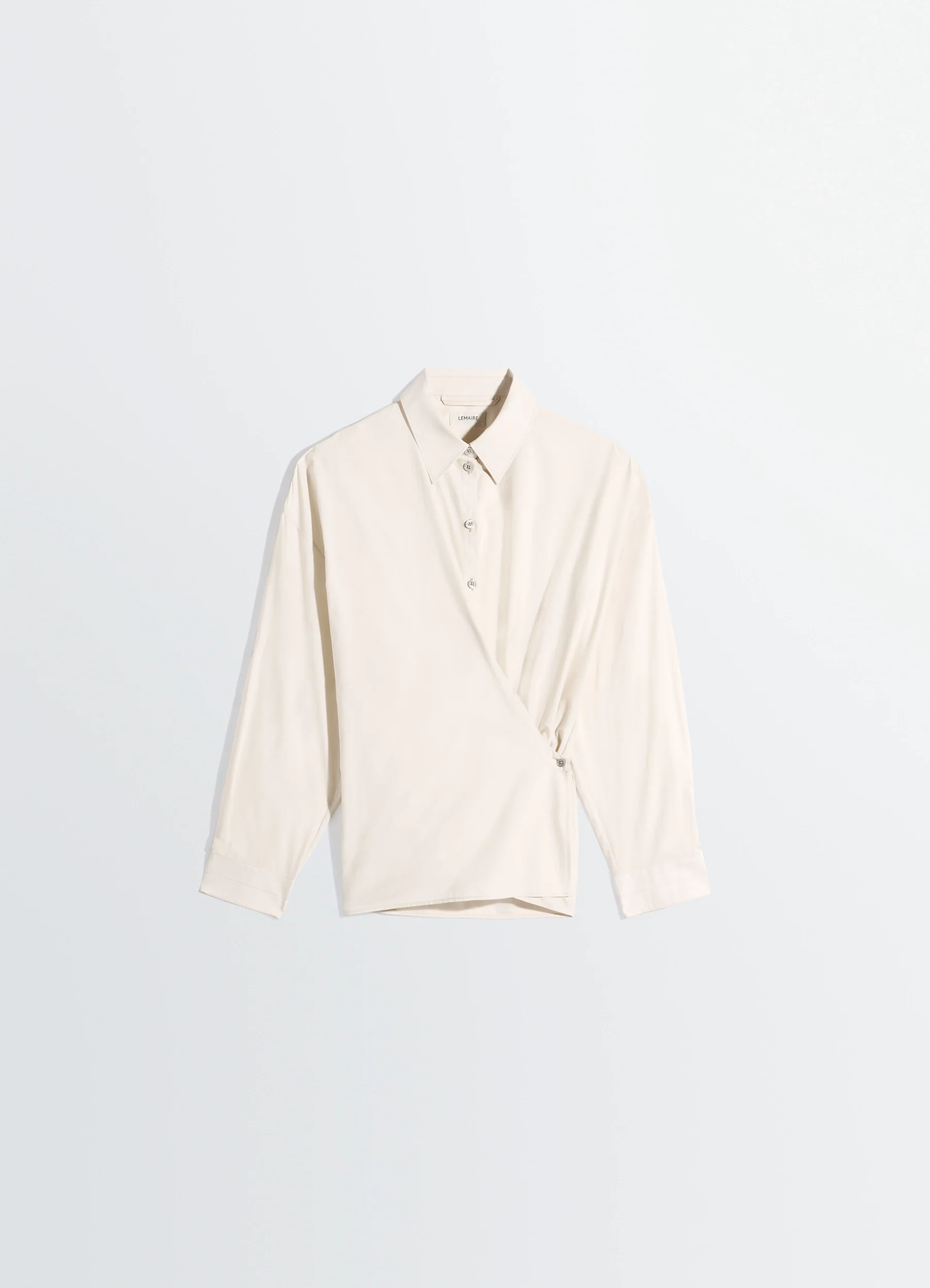 STRAIGHT COLLAR TWISTED SHIRT IN WASHED COTTON SILK - Image 6