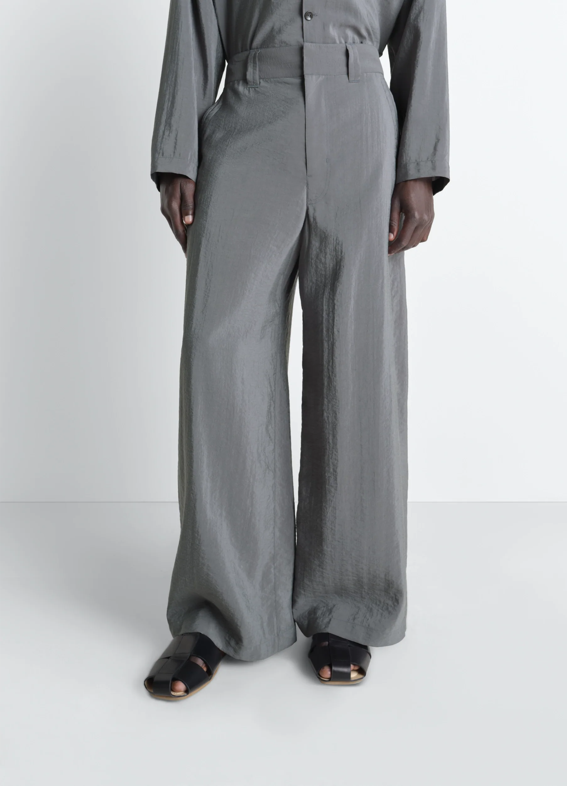 STRAIGHT TAILORED PANTS IN DRY SILK - Image 2