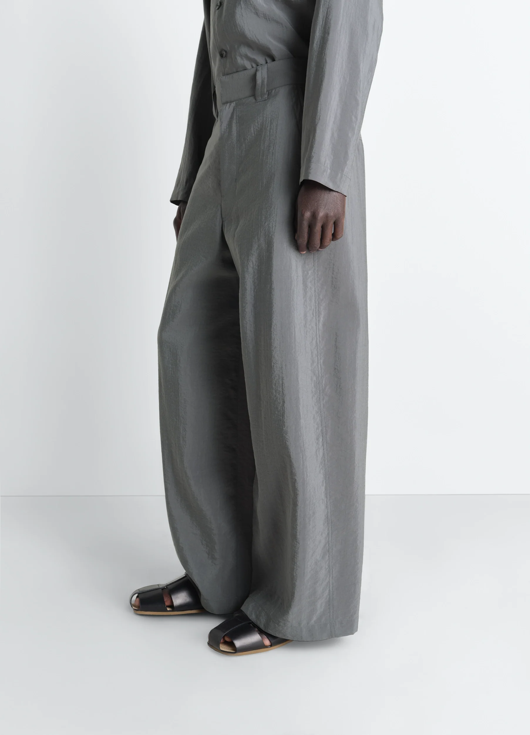 STRAIGHT TAILORED PANTS IN DRY SILK - Image 3