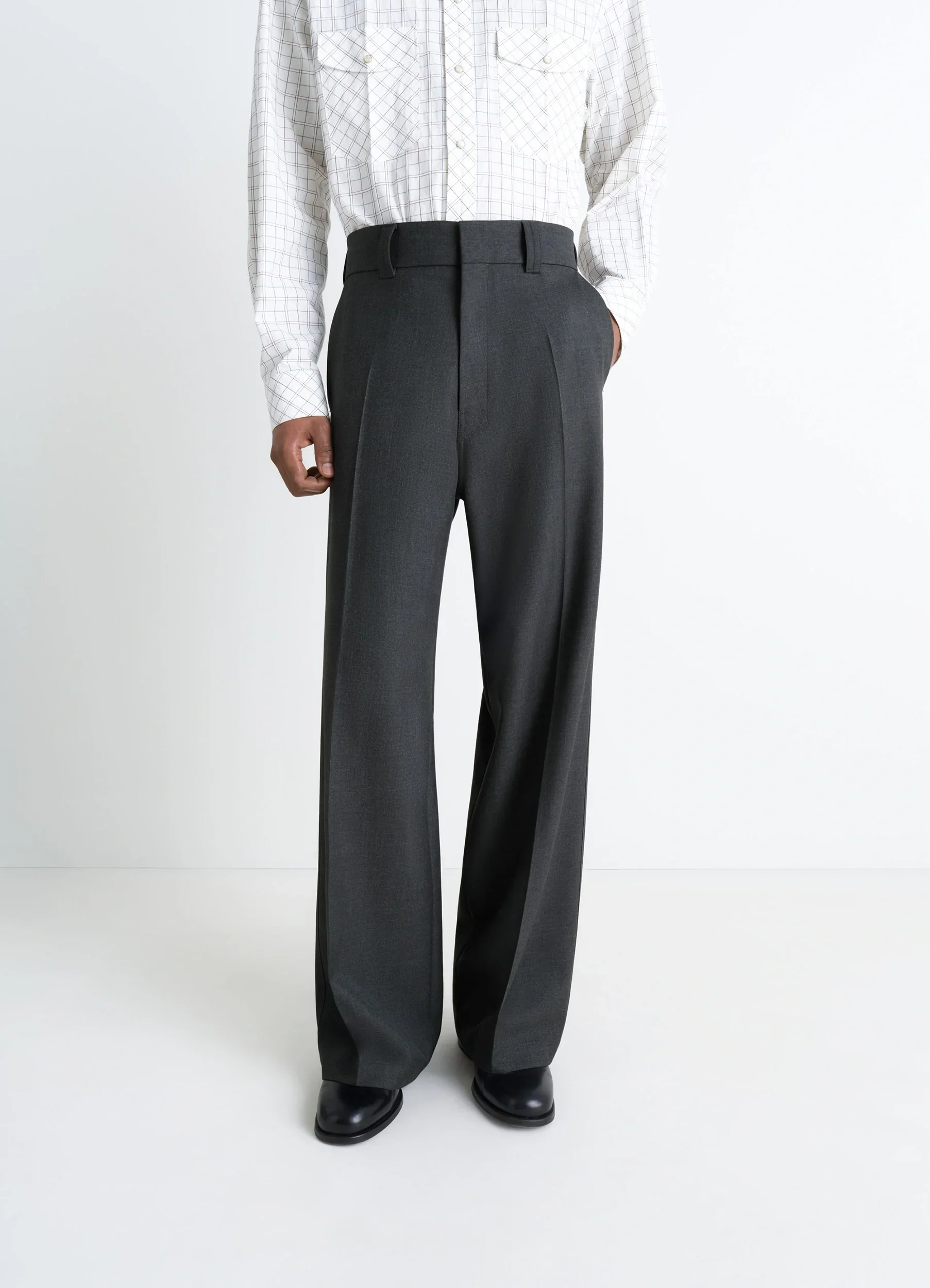 STRAIGHT TAILORED PANTS IN POLYWOOL - Image 3