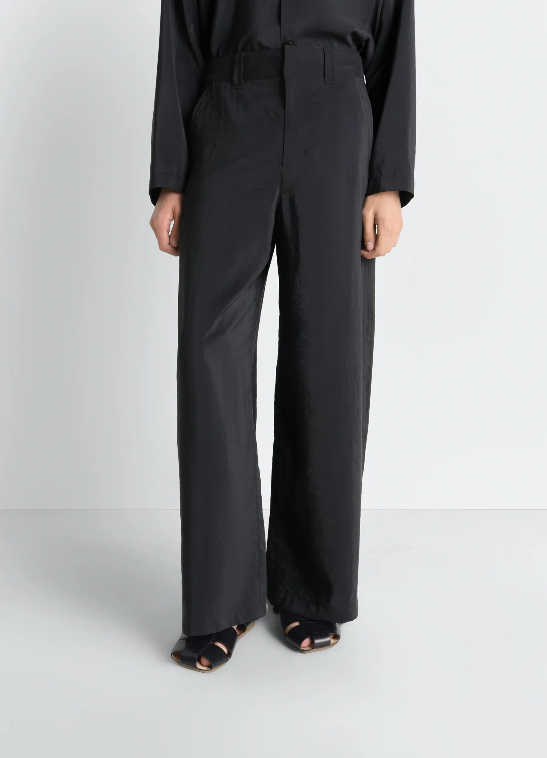 STRAIGHT TAILORED PANTS IN DRY SILK - Image 3