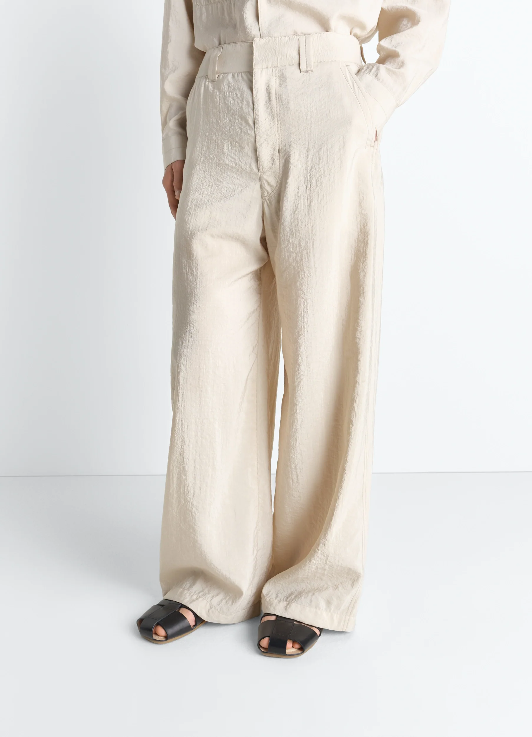 STRAIGHT TAILORED PANTS IN DRY SILK - Image 3