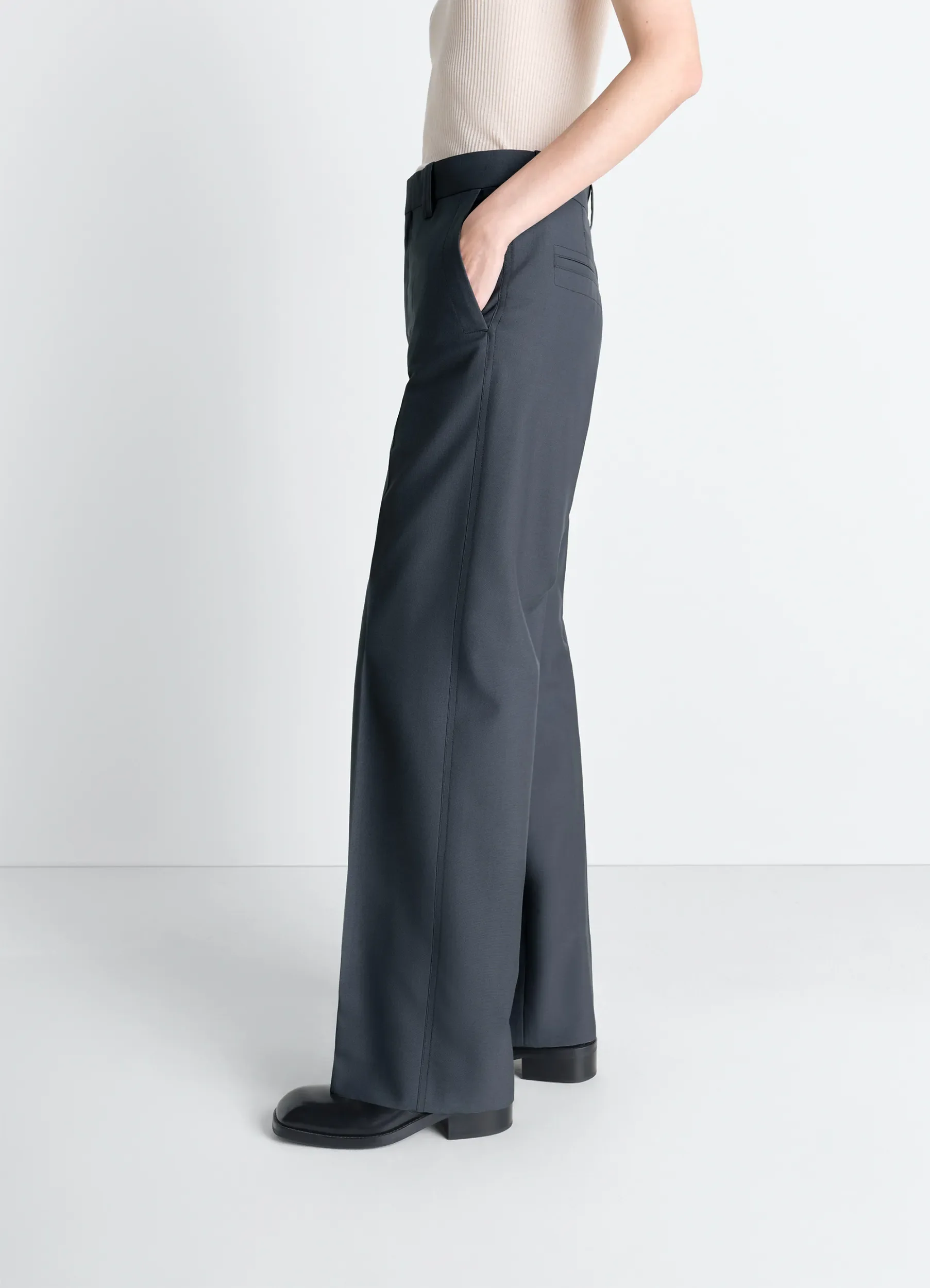 STRAIGHT TAILORED PANTS IN POLYWOOL - Image 5
