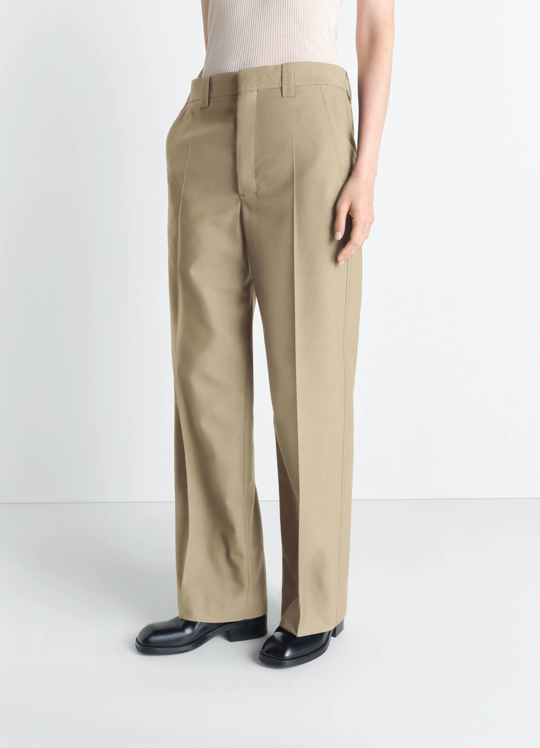 STRAIGHT TAILORED PANTS IN POLYWOOL - Image 2