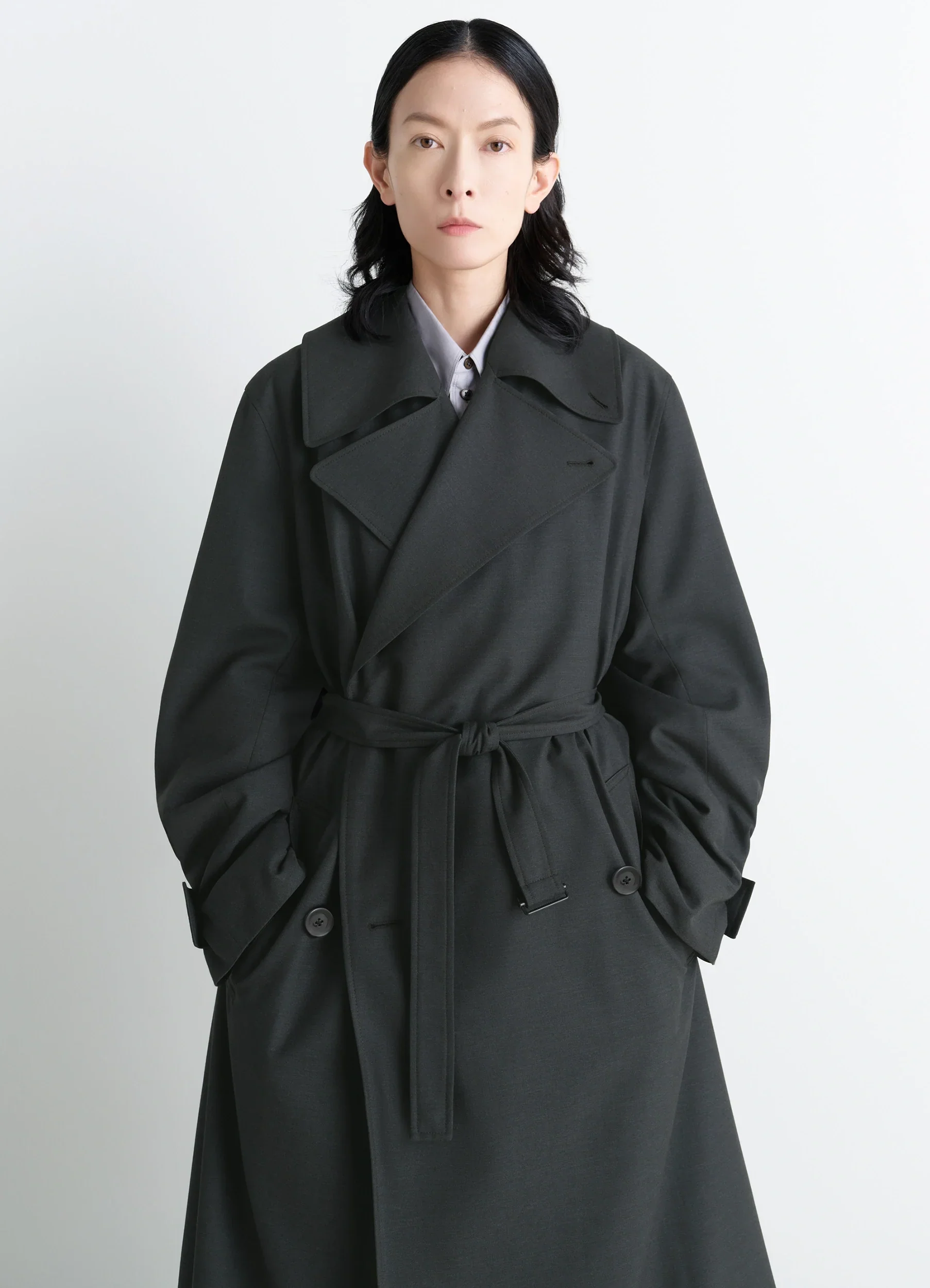 TRENCH COAT WITH DETACHABLE LINING IN POLYWOOL - Image 2