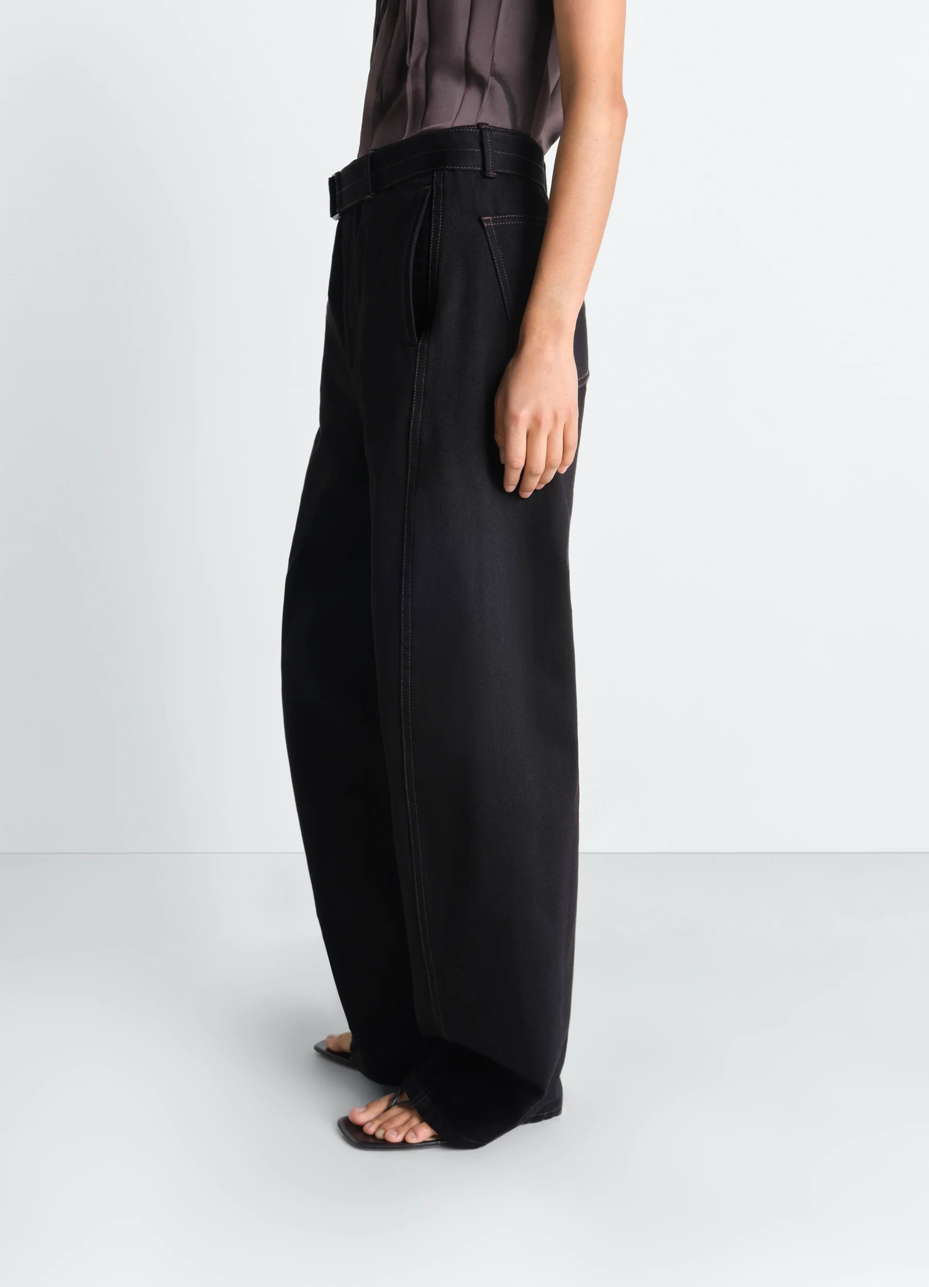 TWISTED BELTED PANTS IN DENIM - Image 3