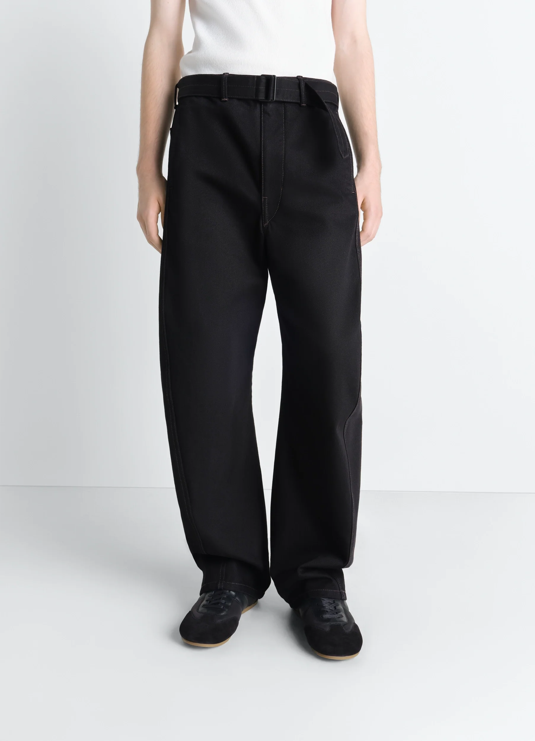 TWISTED BELTED PANTS IN DENIM - Image 4