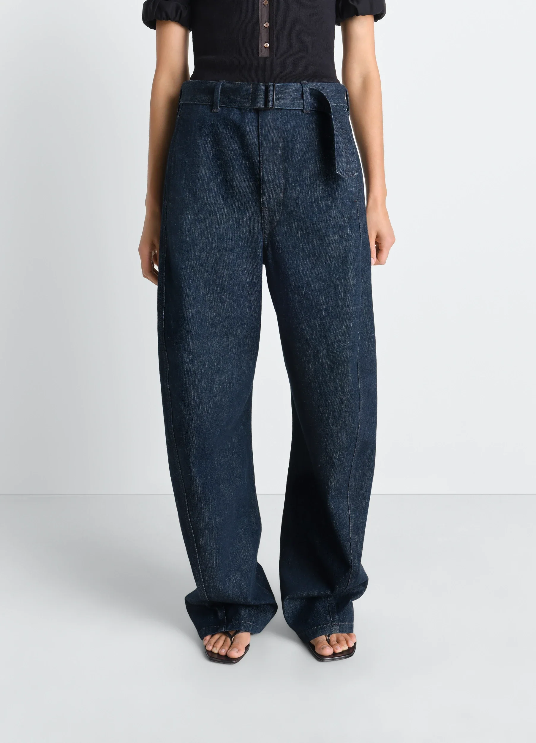 TWISTED BELTED PANTS IN DENIM - Image 3