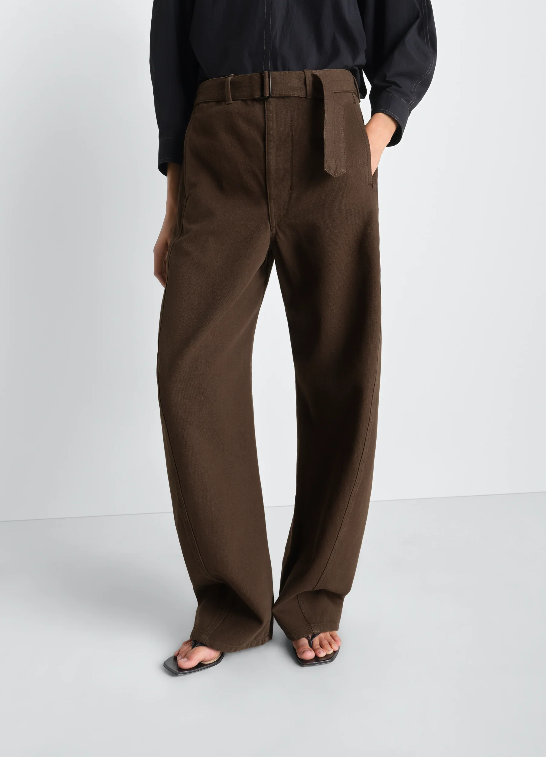TWISTED BELTED PANTS IN DYED HEAVY BROKEN TWILL - Image 3