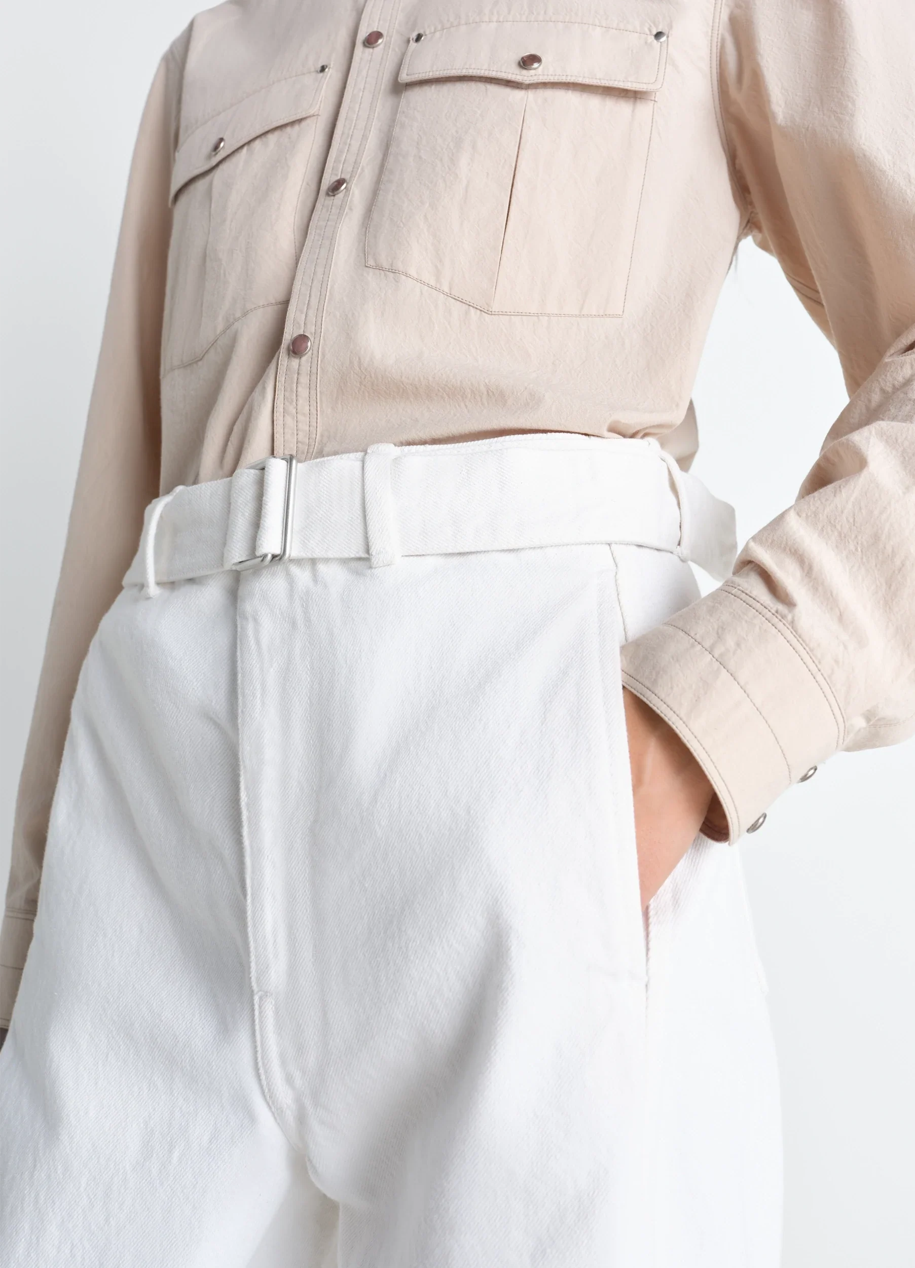 TWISTED BELTED PANTS IN DENIM - Image 5