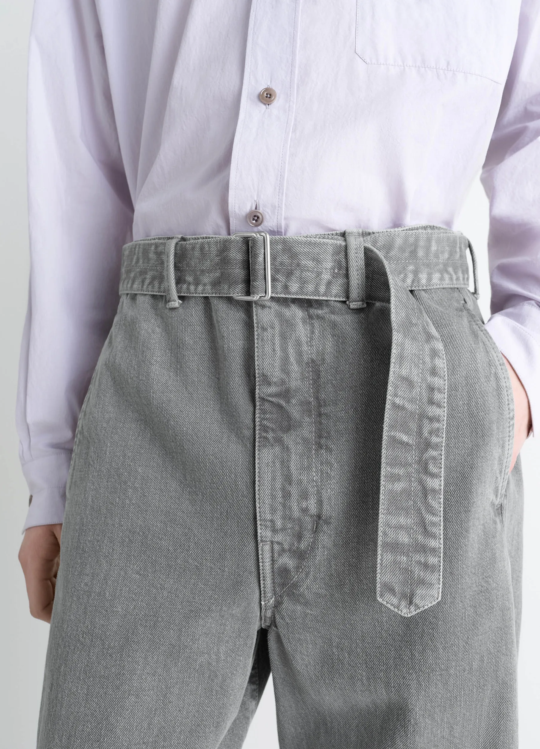 TWISTED BELTED PANTS IN DENIM - Image 6