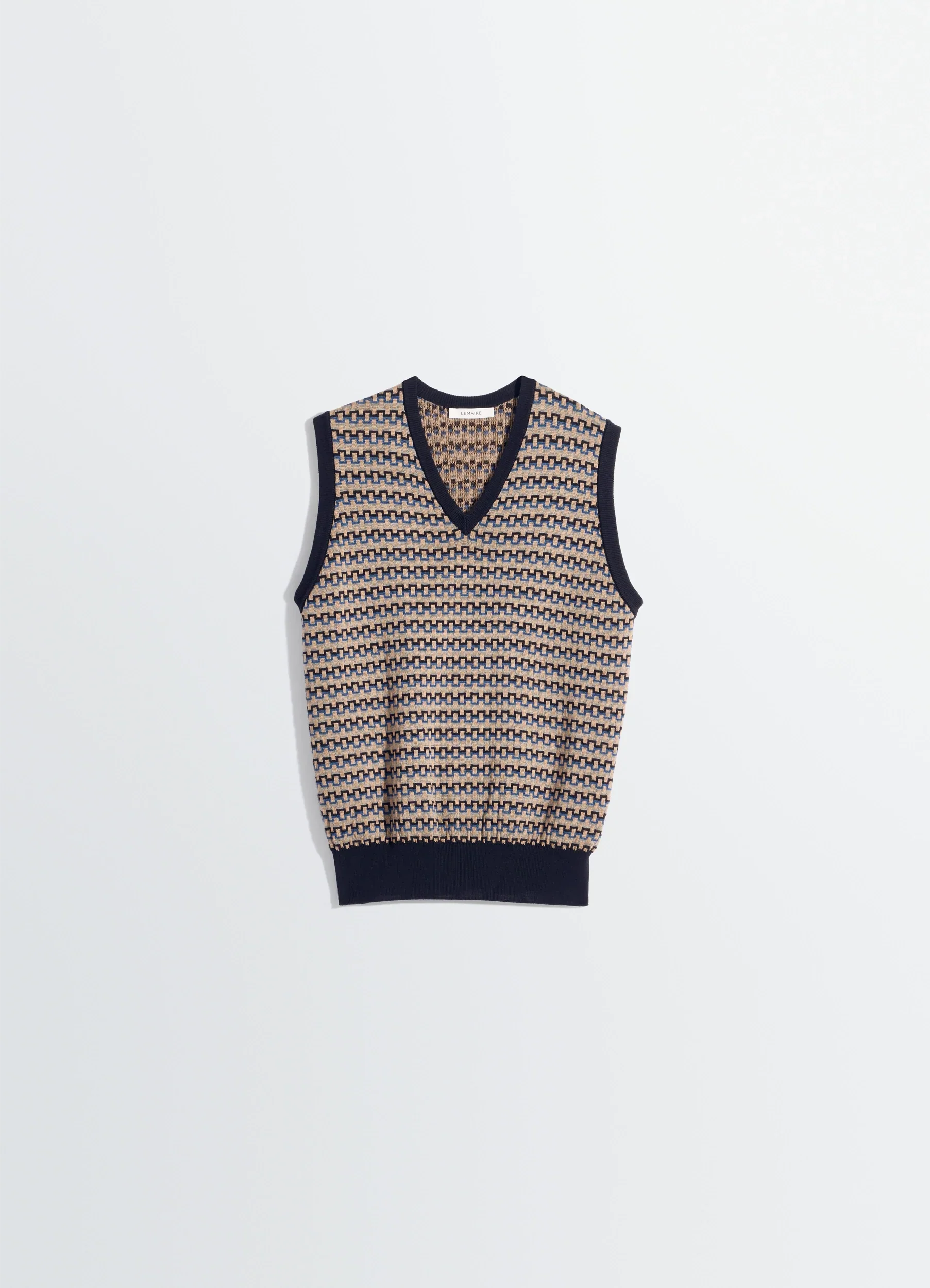 V NECK JACQUARD VEST IN COTTON - Image 9