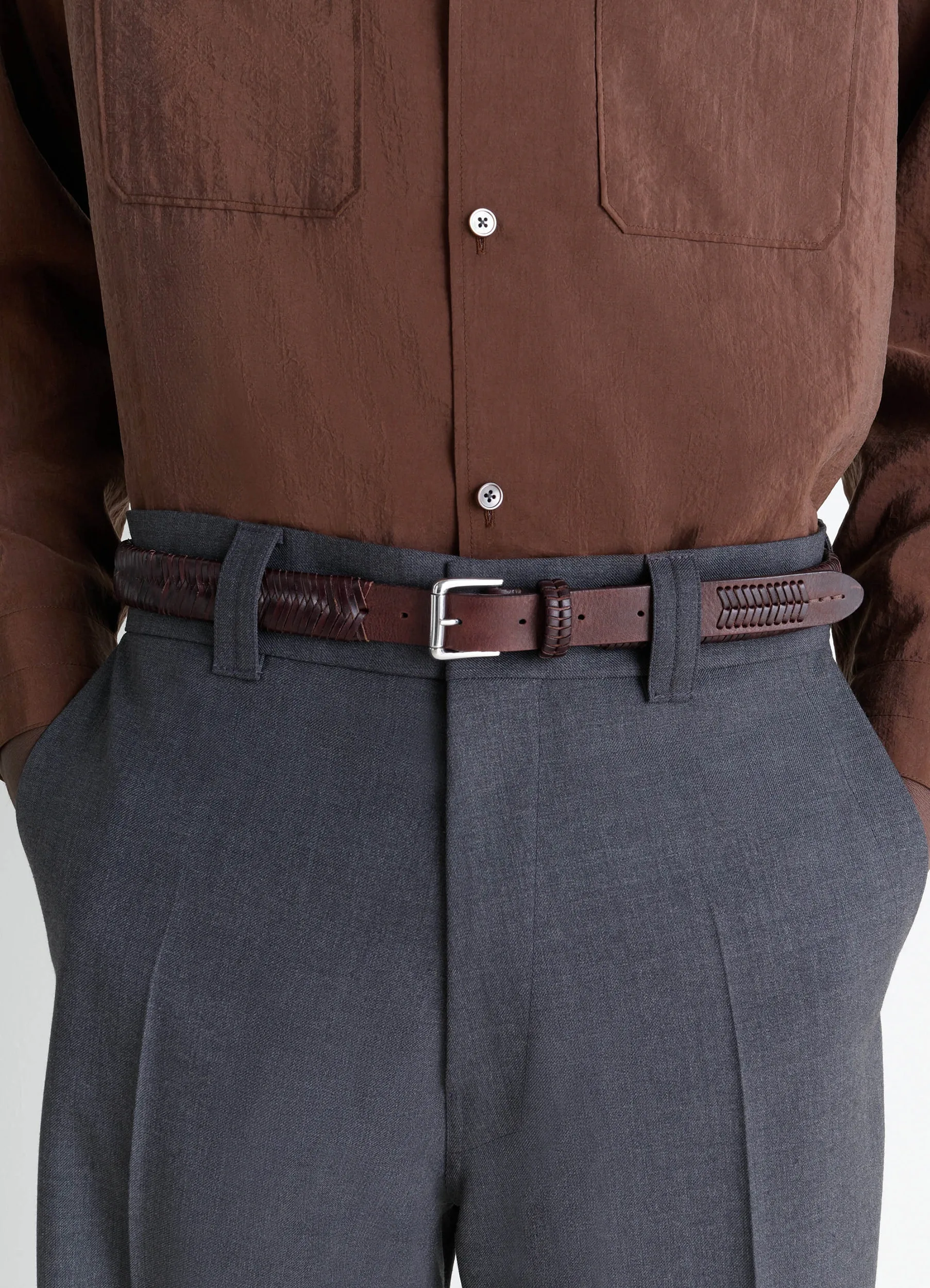 WEAVED BELT 25MM IN LEATHER - Image 3
