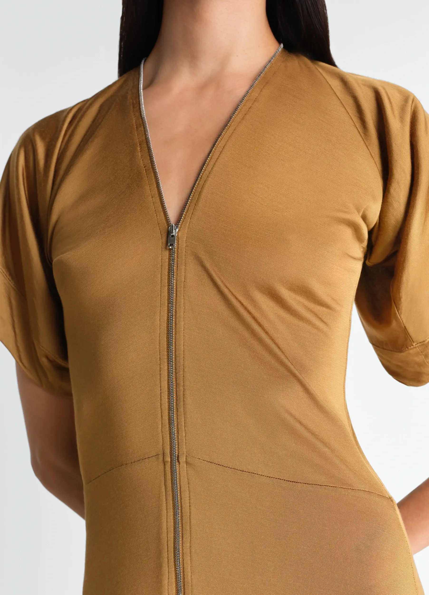 ZIP DRESS IN VISCOSE COTTON JERSEY - Image 4