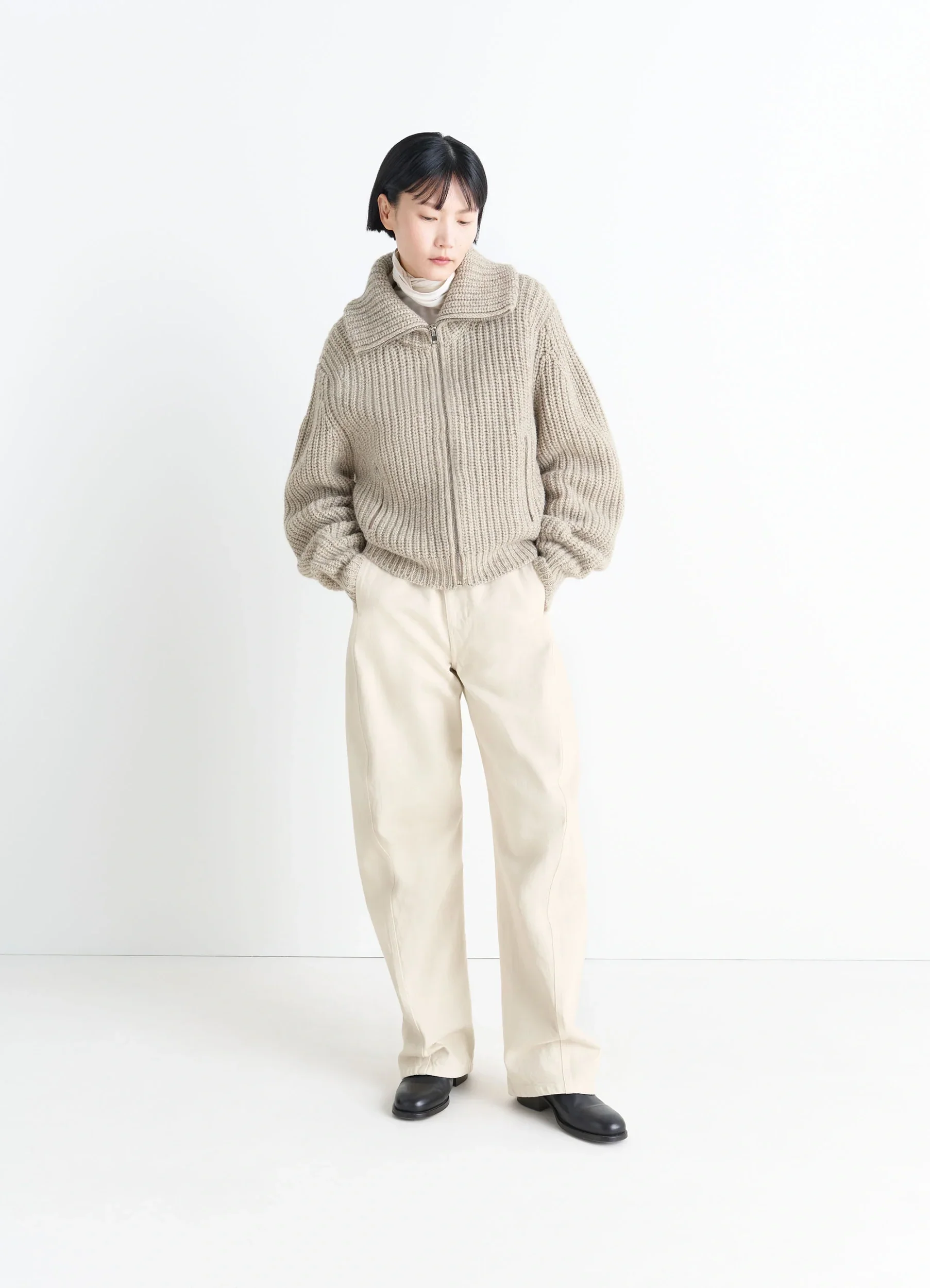 ZIPPED CARDIGAN IN YAK ALPACA - Image 2