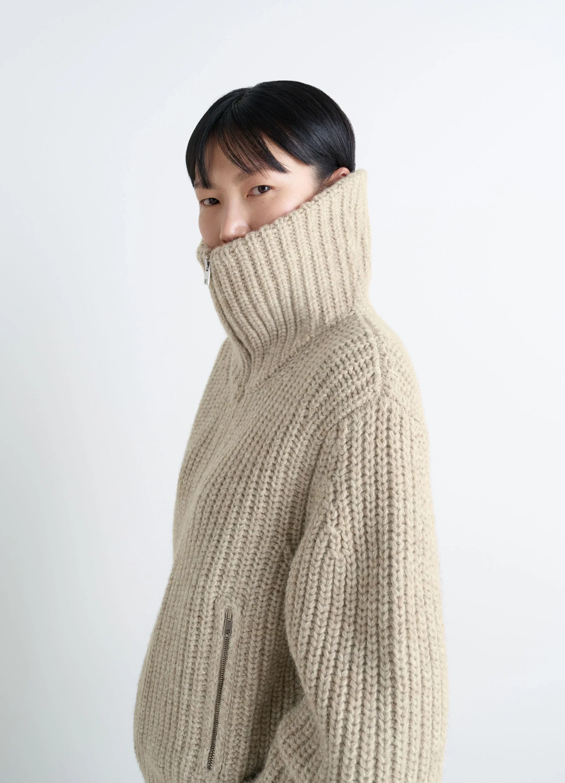 ZIPPED CARDIGAN IN YAK ALPACA - Image 3